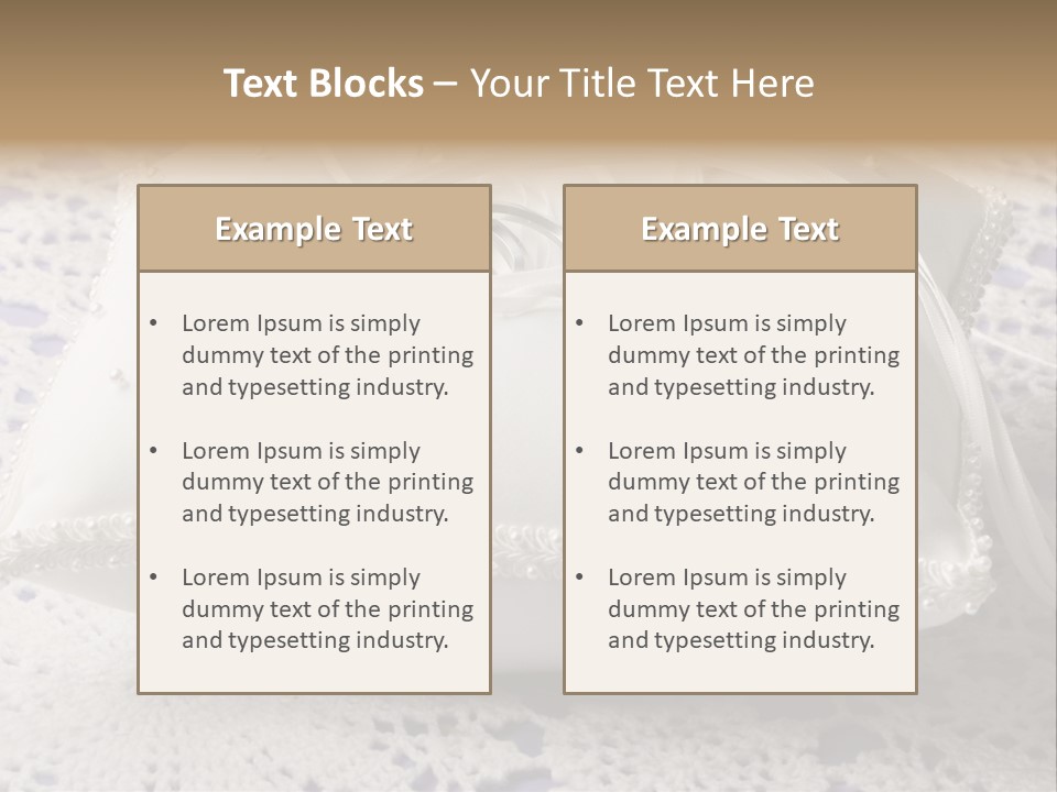 A Wedding Ring Pillow On A Lace Tablecloth PowerPoint Template