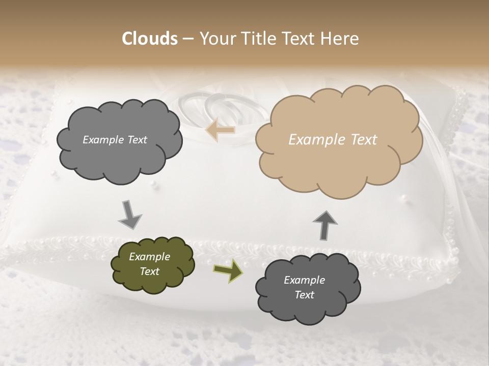 A Wedding Ring Pillow On A Lace Tablecloth PowerPoint Template