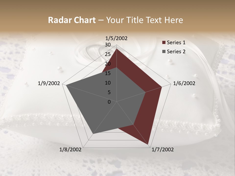 A Wedding Ring Pillow On A Lace Tablecloth PowerPoint Template