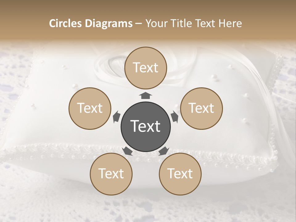 A Wedding Ring Pillow On A Lace Tablecloth PowerPoint Template