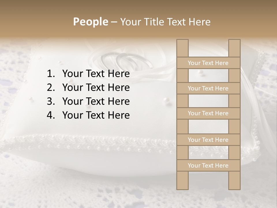 A Wedding Ring Pillow On A Lace Tablecloth PowerPoint Template