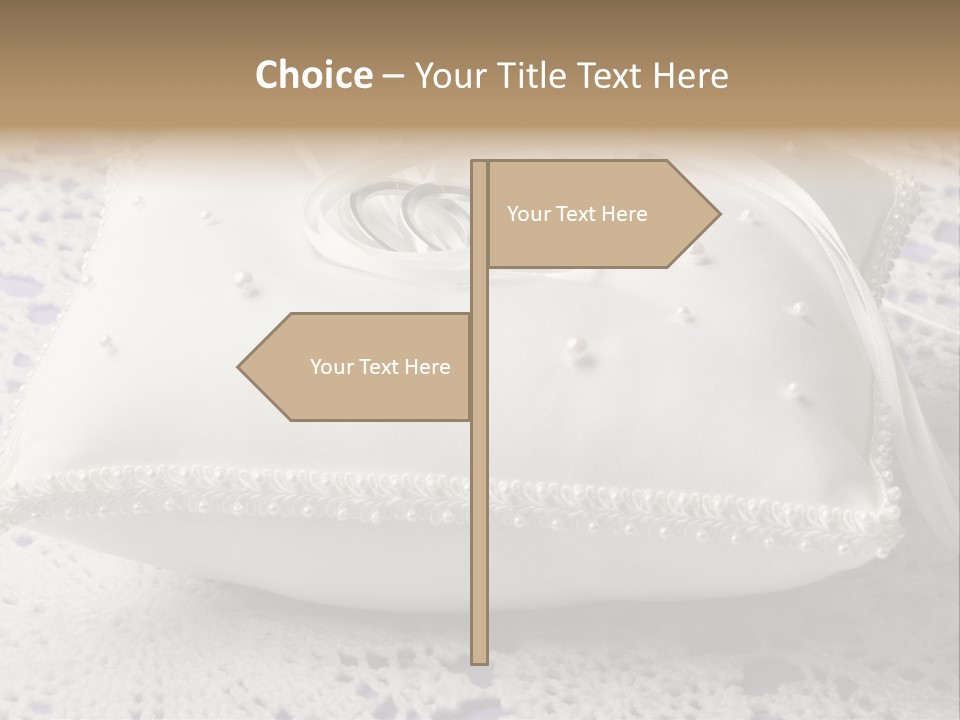 A Wedding Ring Pillow On A Lace Tablecloth PowerPoint Template