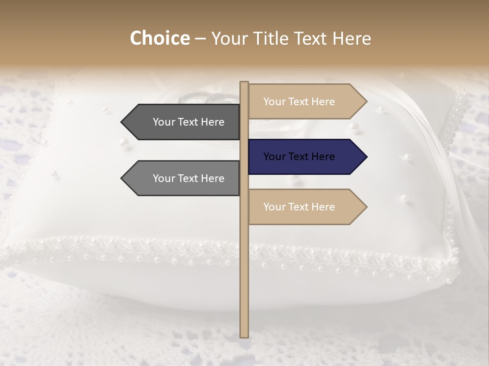 A Wedding Ring Pillow On A Lace Tablecloth PowerPoint Template