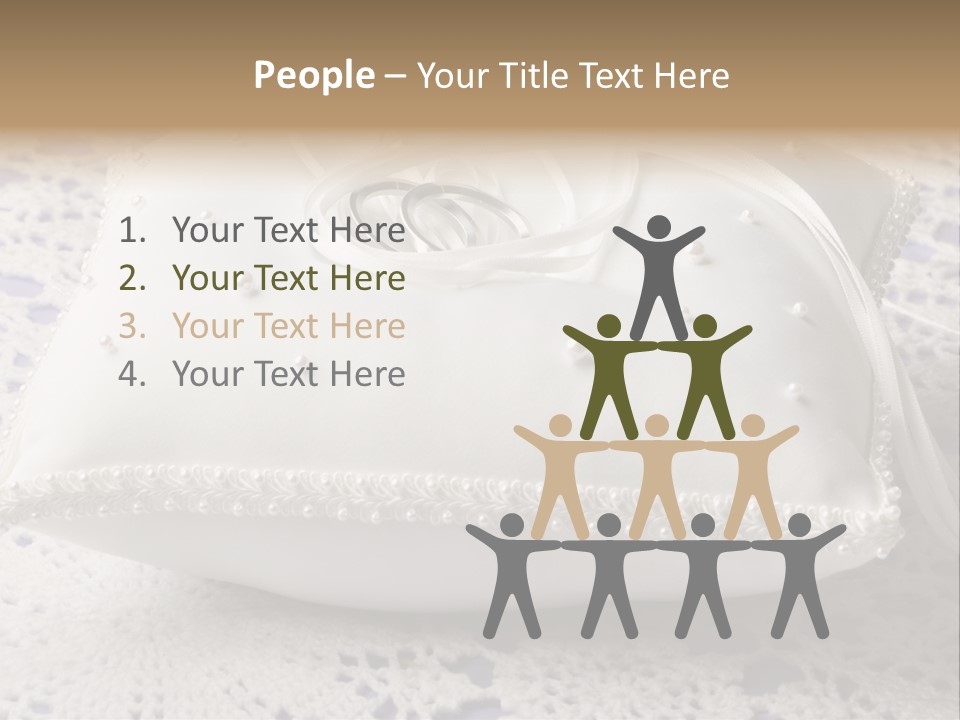 A Wedding Ring Pillow On A Lace Tablecloth PowerPoint Template
