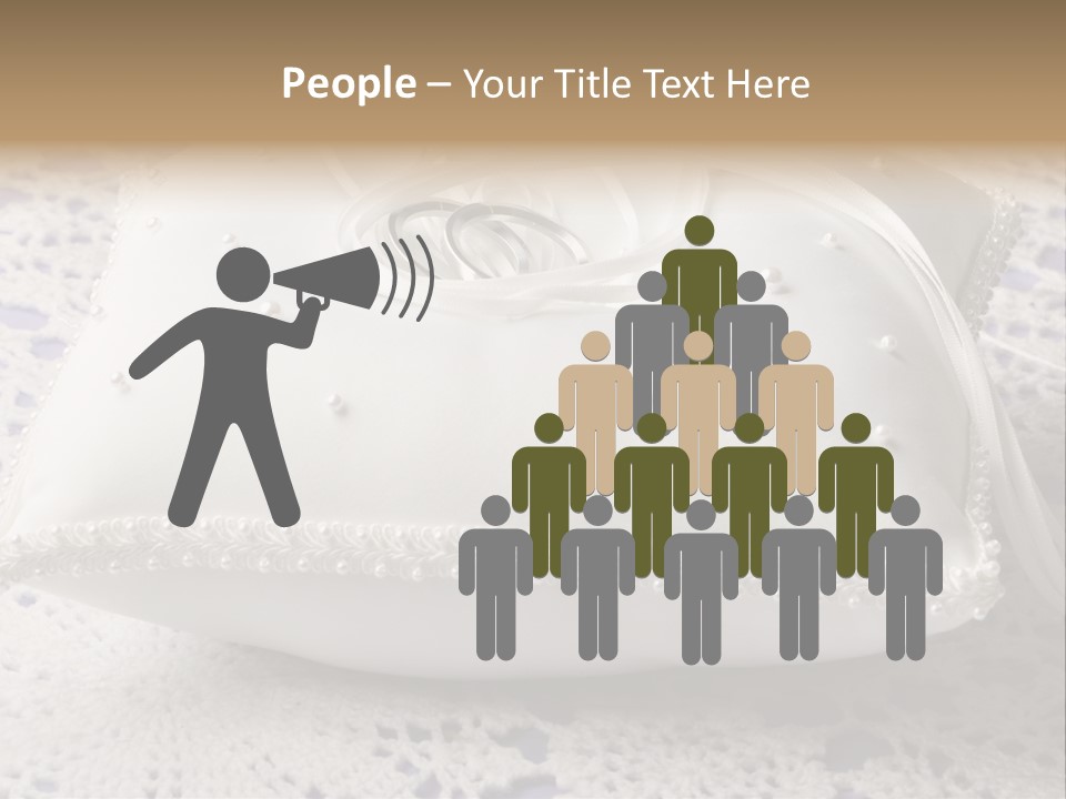 A Wedding Ring Pillow On A Lace Tablecloth PowerPoint Template