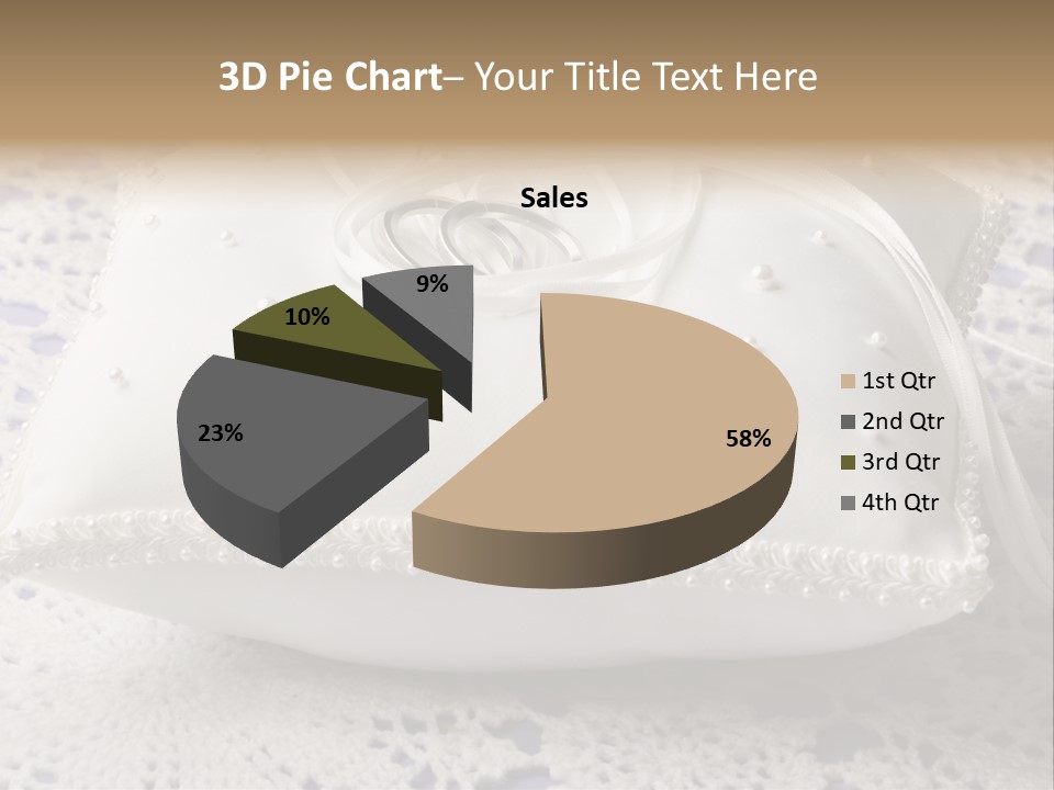 A Wedding Ring Pillow On A Lace Tablecloth PowerPoint Template