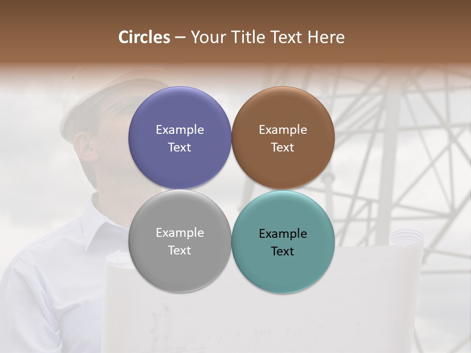 Engineer With Blueprint In Front Of Crane PowerPoint Template