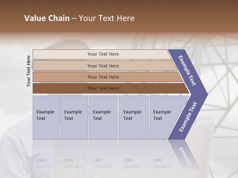 Engineer With Blueprint In Front Of Crane PowerPoint Template