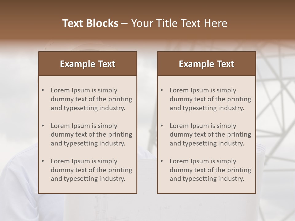 Engineer With Blueprint In Front Of Crane PowerPoint Template
