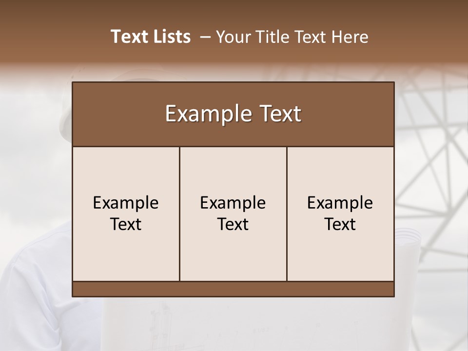 Engineer With Blueprint In Front Of Crane PowerPoint Template