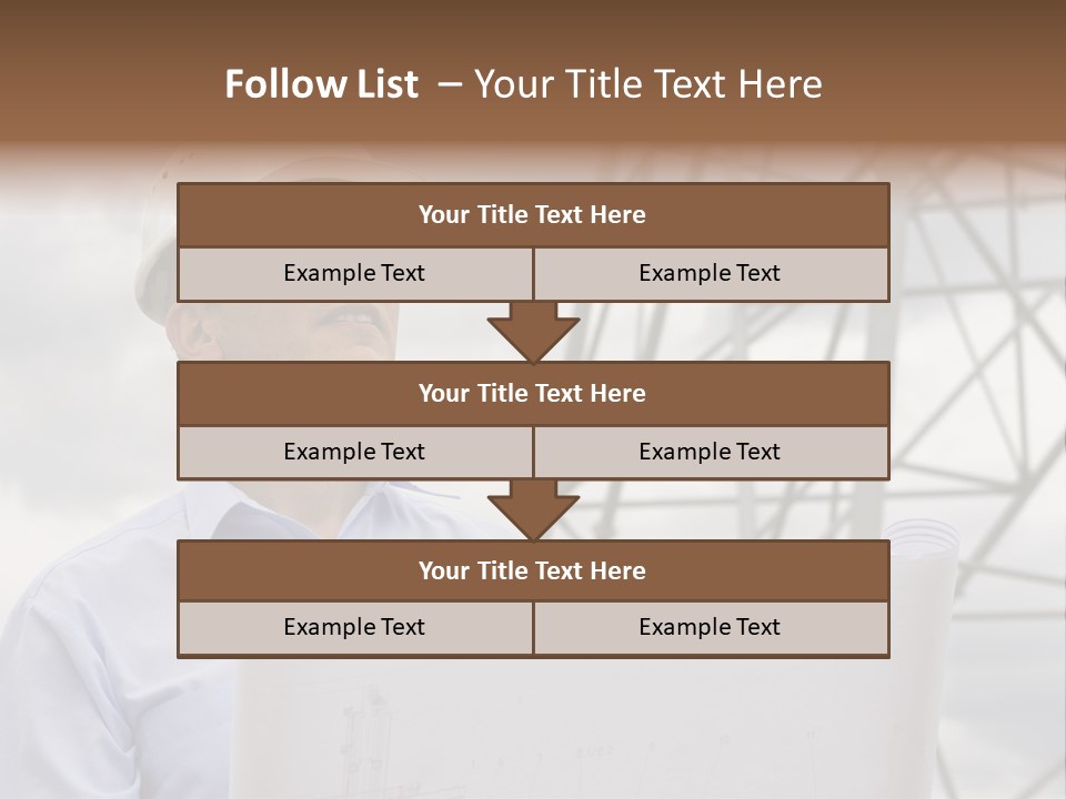 Engineer With Blueprint In Front Of Crane PowerPoint Template