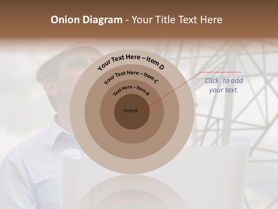 Engineer With Blueprint In Front Of Crane PowerPoint Template