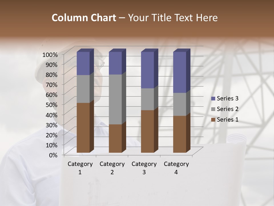Engineer With Blueprint In Front Of Crane PowerPoint Template