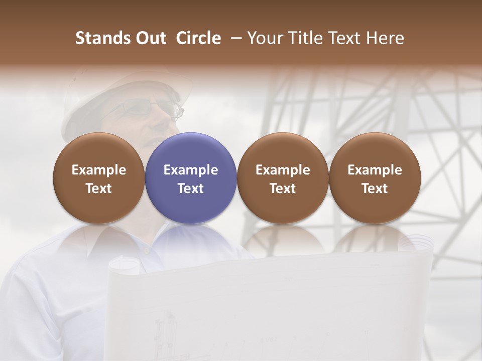 Engineer With Blueprint In Front Of Crane PowerPoint Template