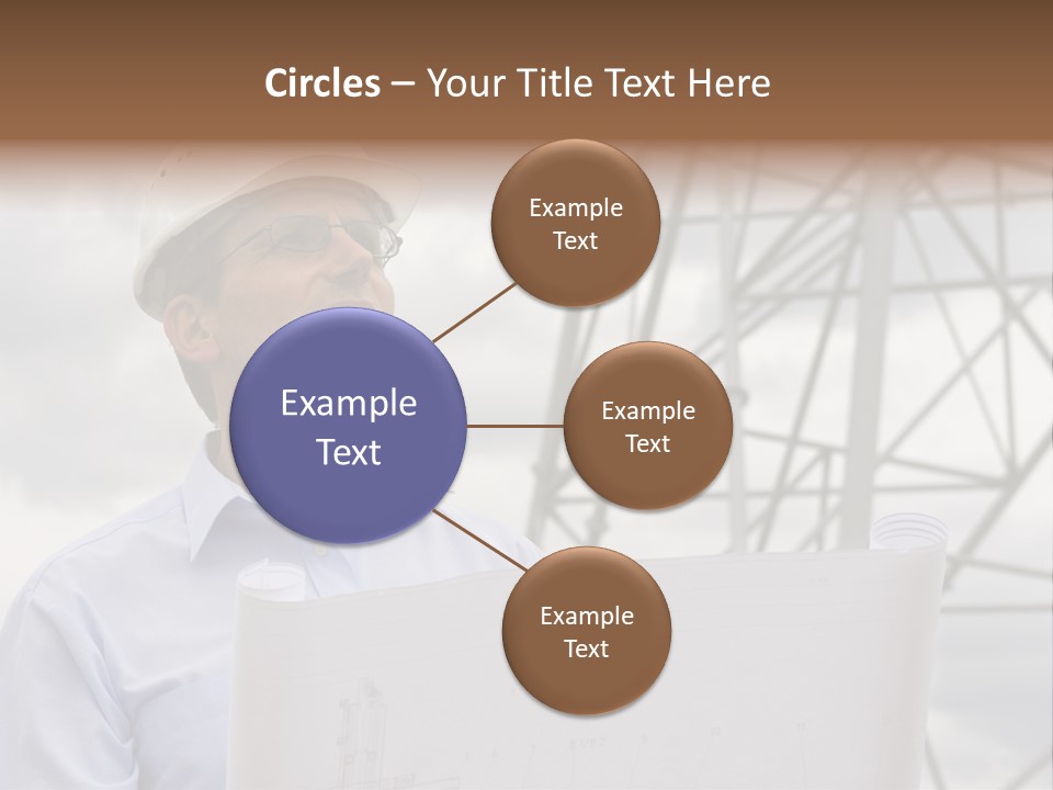 Engineer With Blueprint In Front Of Crane PowerPoint Template
