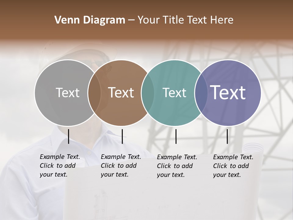 Engineer With Blueprint In Front Of Crane PowerPoint Template