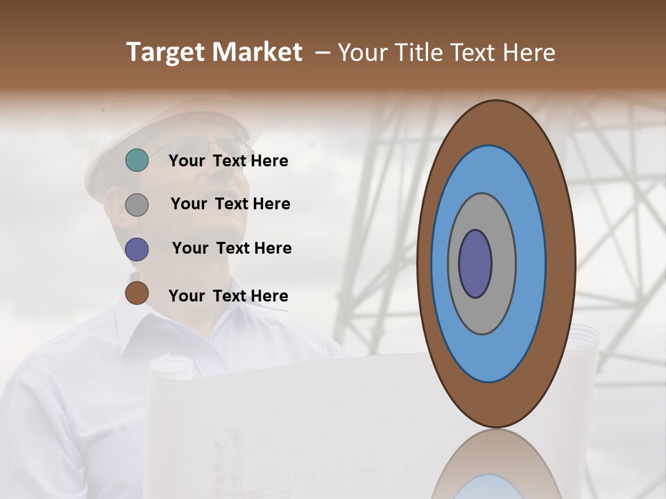 Engineer With Blueprint In Front Of Crane PowerPoint Template