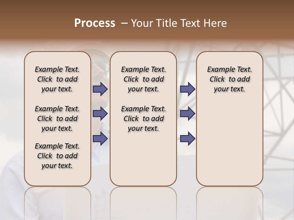 Engineer With Blueprint In Front Of Crane PowerPoint Template