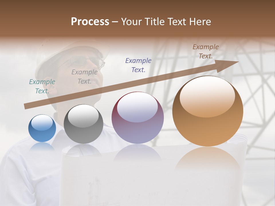Engineer With Blueprint In Front Of Crane PowerPoint Template