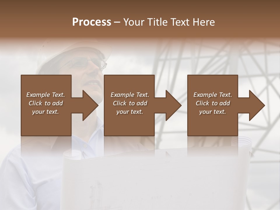 Engineer With Blueprint In Front Of Crane PowerPoint Template