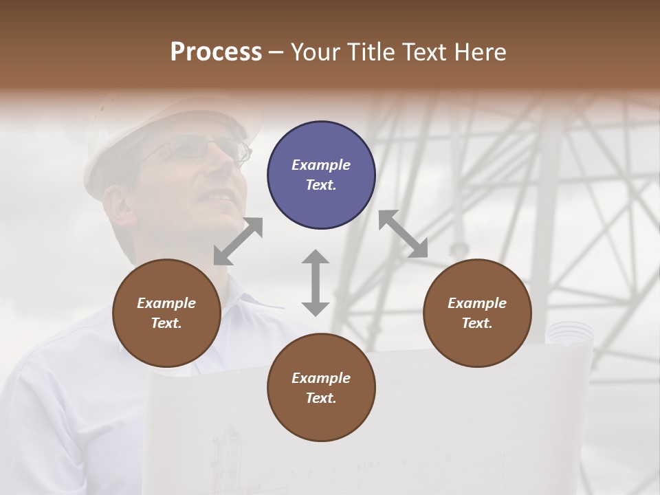 Engineer With Blueprint In Front Of Crane PowerPoint Template