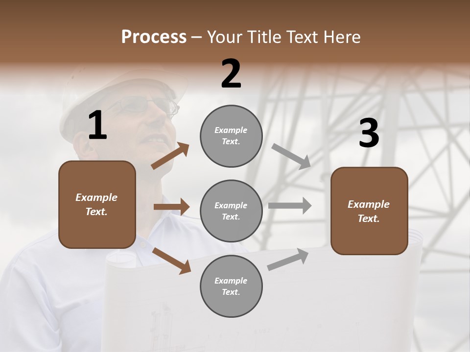 Engineer With Blueprint In Front Of Crane PowerPoint Template