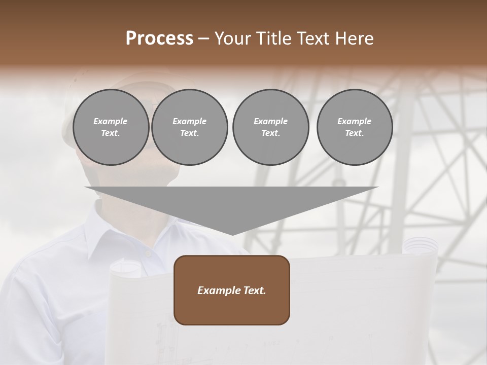 Engineer With Blueprint In Front Of Crane PowerPoint Template