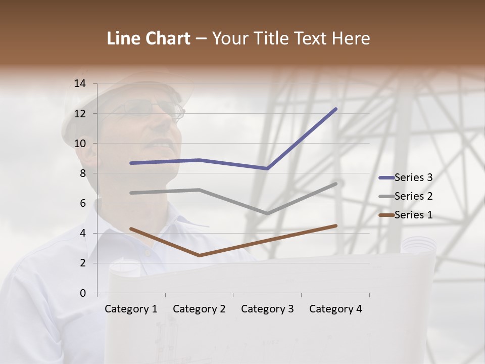 Engineer With Blueprint In Front Of Crane PowerPoint Template