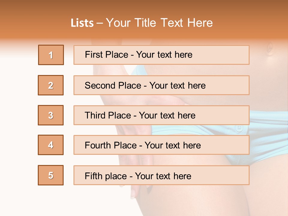 Belly Of Beautiful Young Female Sportsman Isolated On White PowerPoint Template