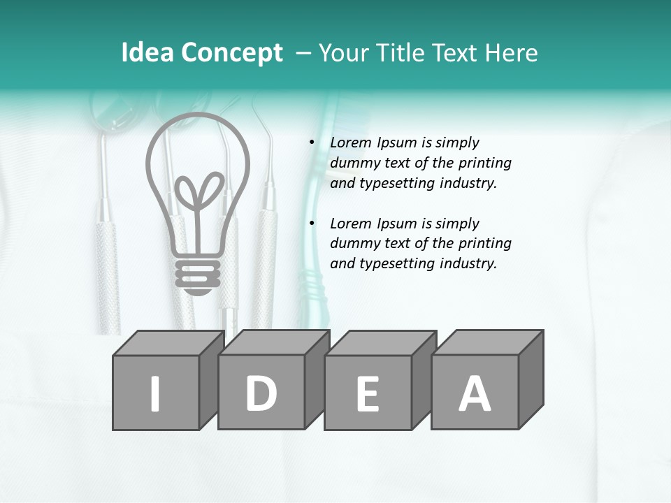 White Dentist Pocket With Toothbrush And Angled Mirror PowerPoint Template