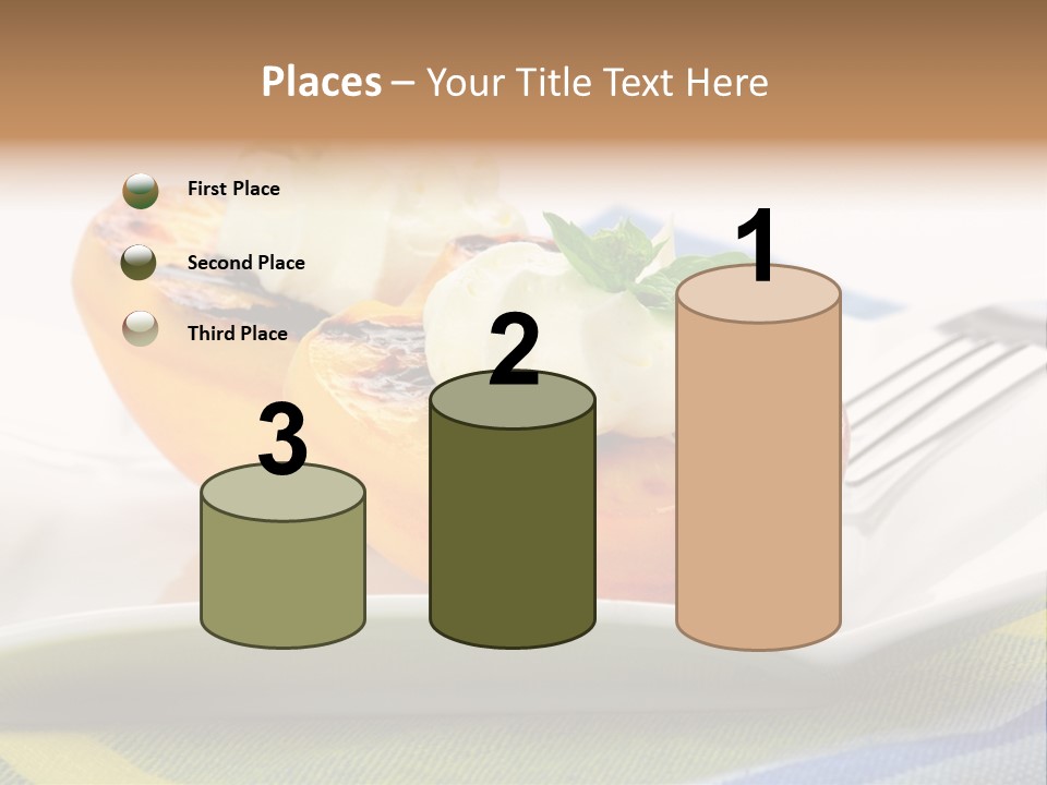 Delicious Grilled Peaches Served With Whipped Cream. PowerPoint Template