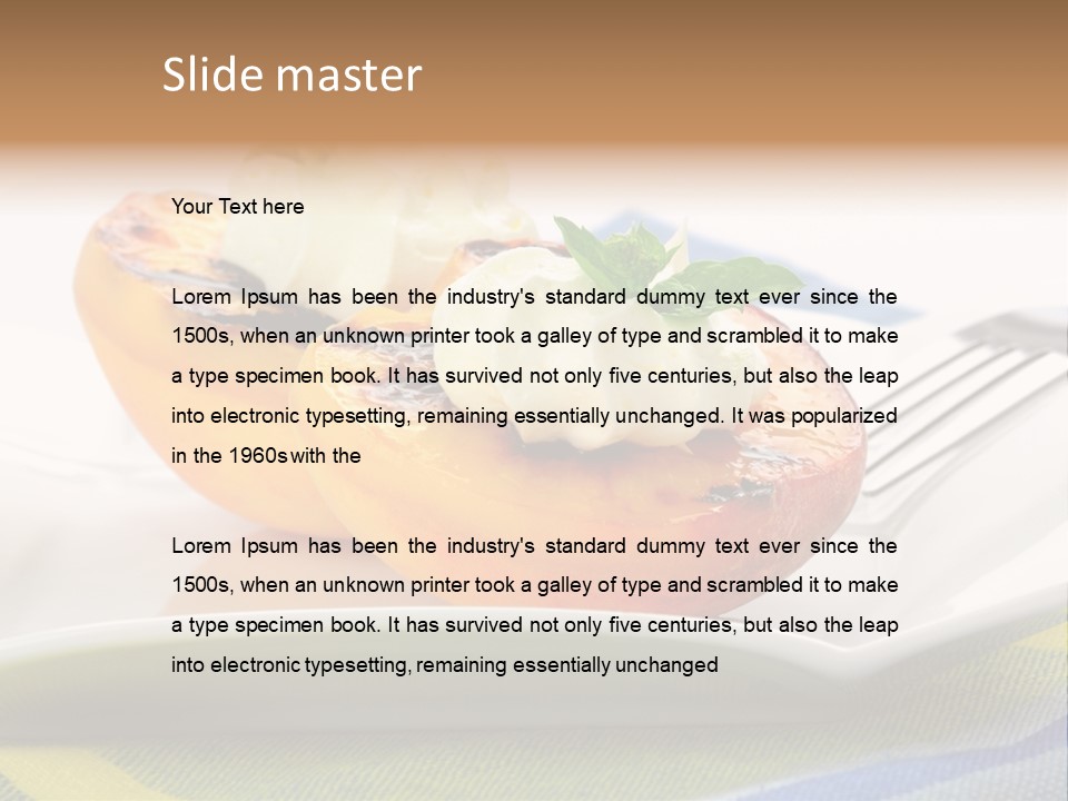 Delicious Grilled Peaches Served With Whipped Cream. PowerPoint Template