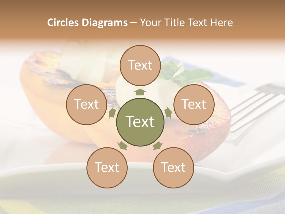 Delicious Grilled Peaches Served With Whipped Cream. PowerPoint Template