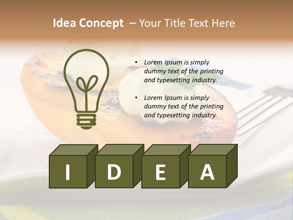 Delicious Grilled Peaches Served With Whipped Cream. PowerPoint Template