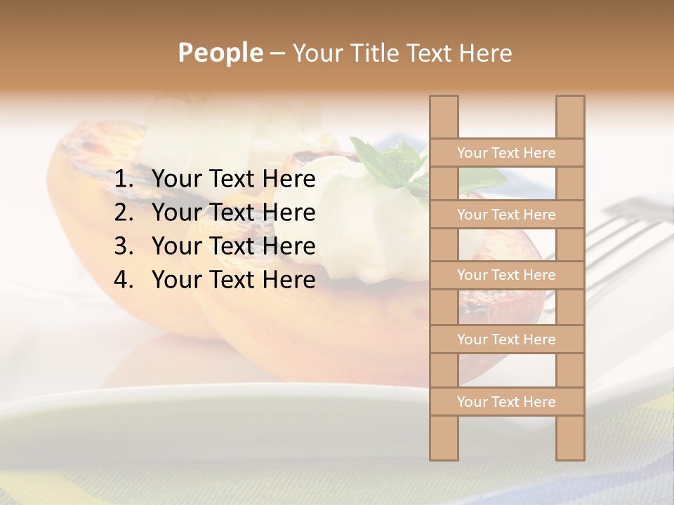 Delicious Grilled Peaches Served With Whipped Cream. PowerPoint Template