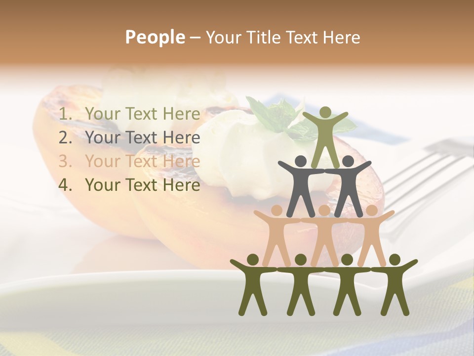 Delicious Grilled Peaches Served With Whipped Cream. PowerPoint Template