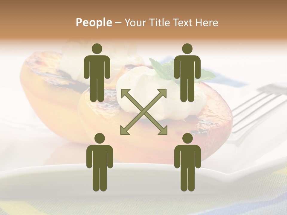 Delicious Grilled Peaches Served With Whipped Cream. PowerPoint Template