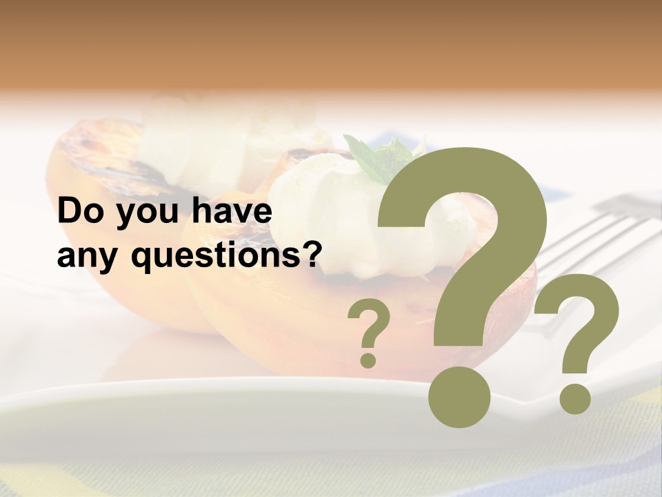 Delicious Grilled Peaches Served With Whipped Cream. PowerPoint Template