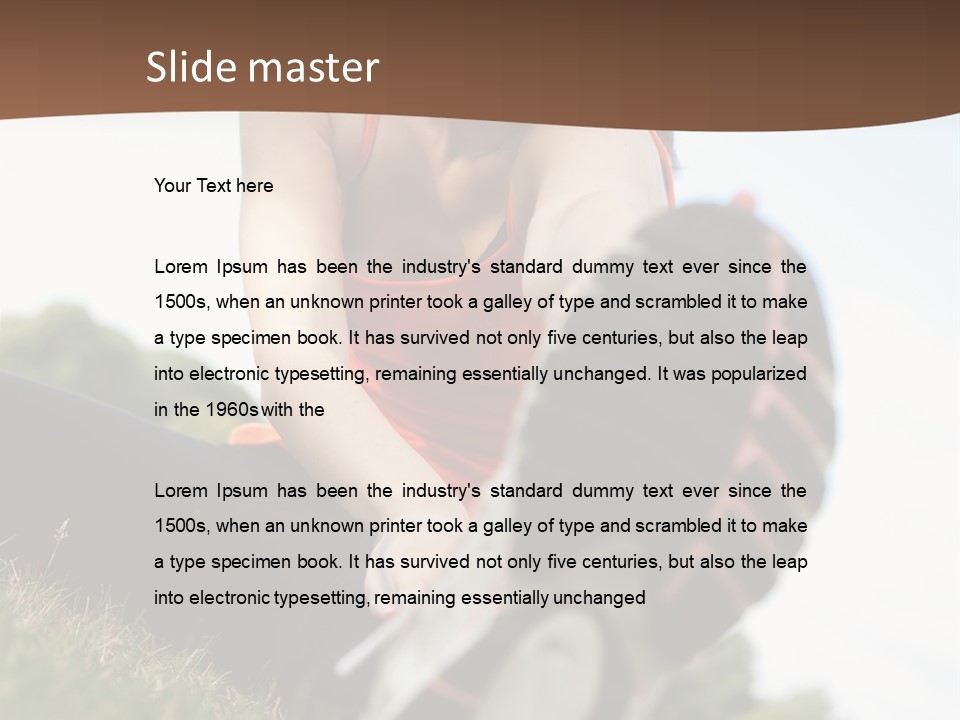 Smiley Athletic Woman Stretching Her Legs Outdoors PowerPoint Template