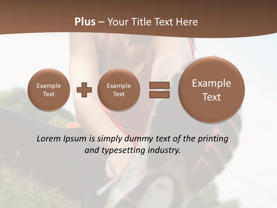 Smiley Athletic Woman Stretching Her Legs Outdoors PowerPoint Template