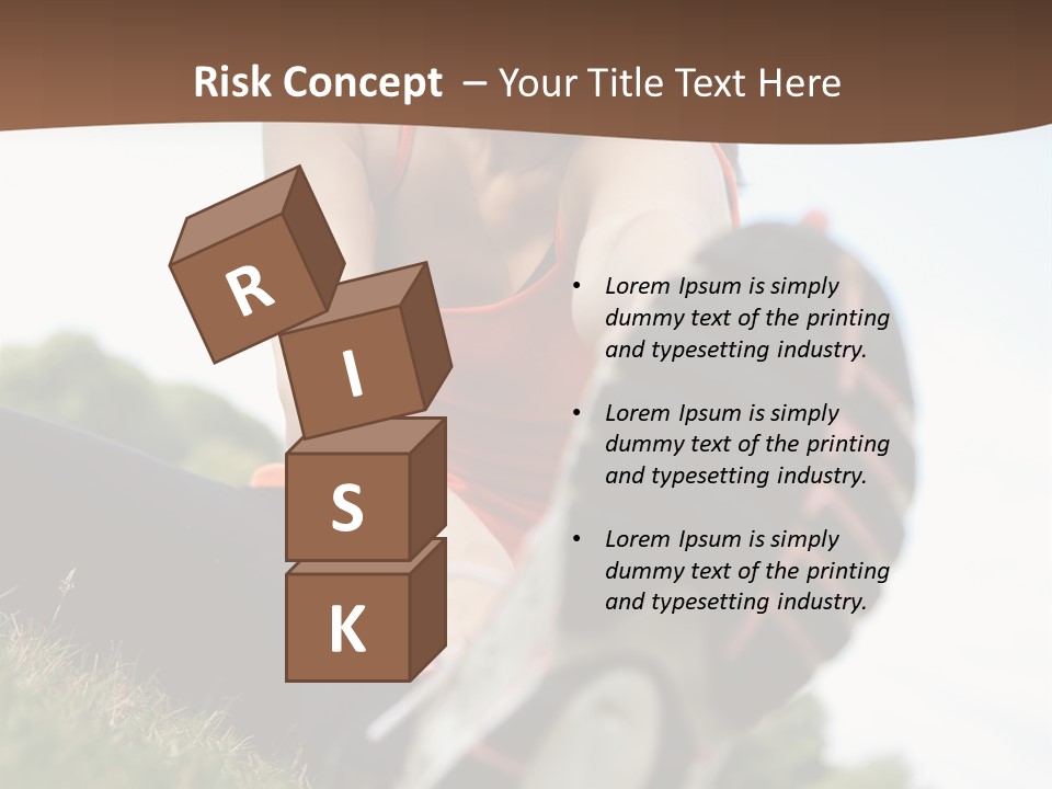 Smiley Athletic Woman Stretching Her Legs Outdoors PowerPoint Template