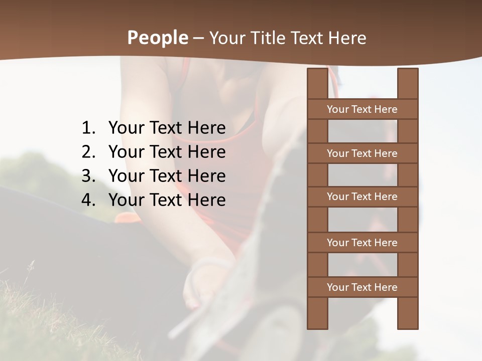 Smiley Athletic Woman Stretching Her Legs Outdoors PowerPoint Template