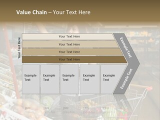 Beautiful Young Woman Standing With A Trolley At A Supermarket PowerPoint Template