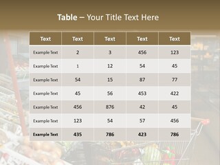 Beautiful Young Woman Standing With A Trolley At A Supermarket PowerPoint Template