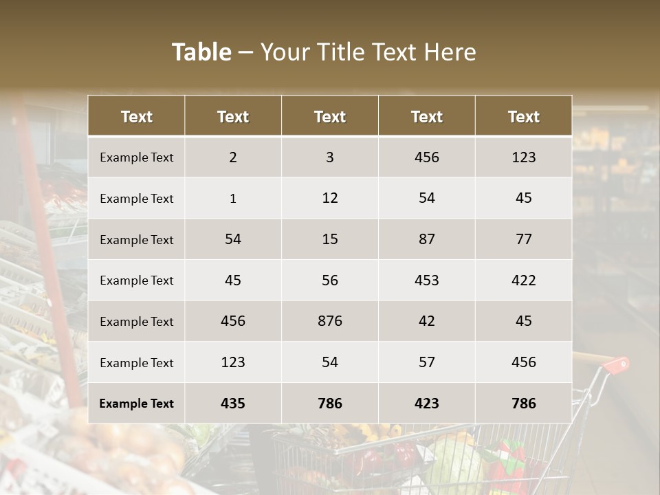 Beautiful Young Woman Standing With A Trolley At A Supermarket PowerPoint Template