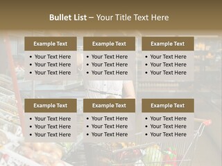 Beautiful Young Woman Standing With A Trolley At A Supermarket PowerPoint Template