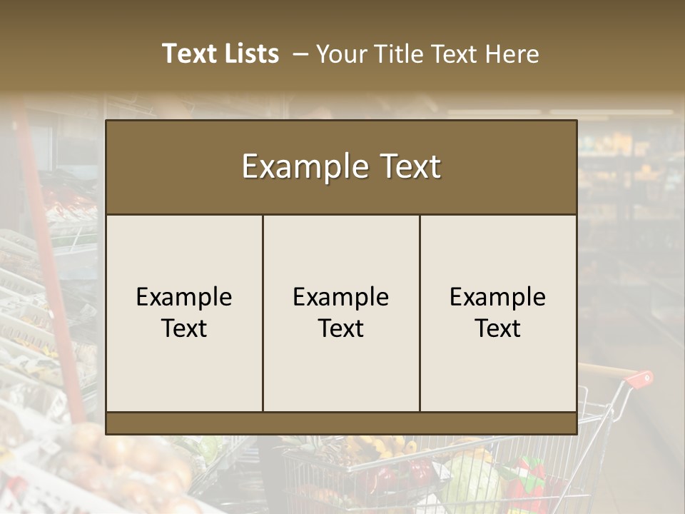 Beautiful Young Woman Standing With A Trolley At A Supermarket PowerPoint Template