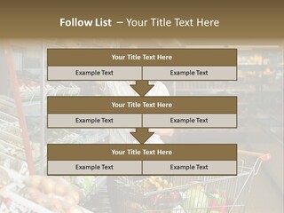 Beautiful Young Woman Standing With A Trolley At A Supermarket PowerPoint Template