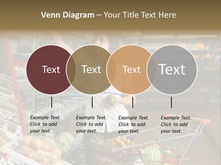 Beautiful Young Woman Standing With A Trolley At A Supermarket PowerPoint Template