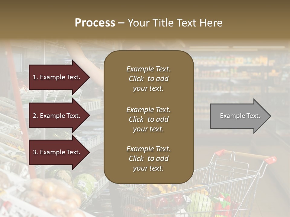 Beautiful Young Woman Standing With A Trolley At A Supermarket PowerPoint Template